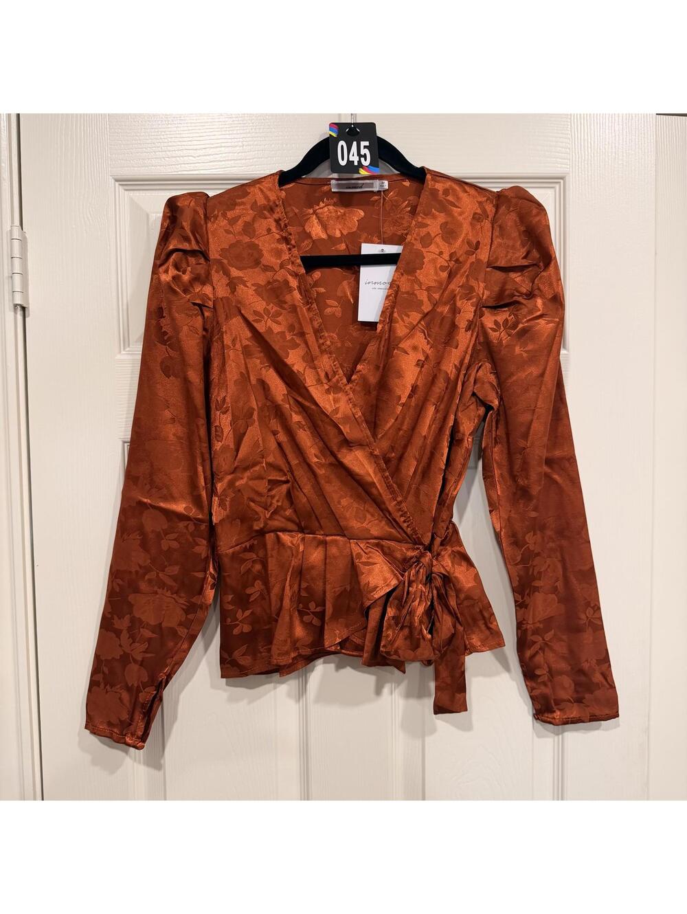 #45 INMOD SZ. Medium‎ faux wrap top blouse vintage inspired